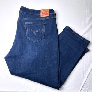 Levis Womens Mid Rise Straight Leg Cropped Boyfriend Jeans Dark Wash Size 22W